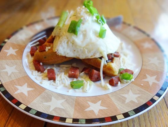 Williams Jalapeno Waffle Stack with Chorizo and Pepper Jack &ndash; Duke's Mayo