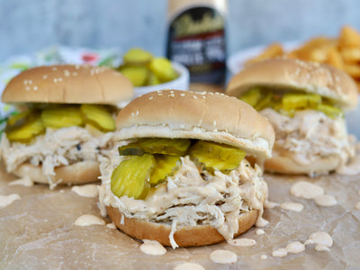 Shredded Chicken Sandwiches with Alabama White Sauce